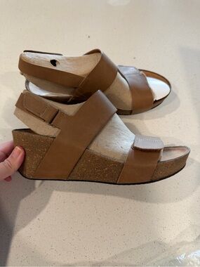 Clarks Collection Cork Wedges wth Velcro Closure Size 9.5 - Brand New